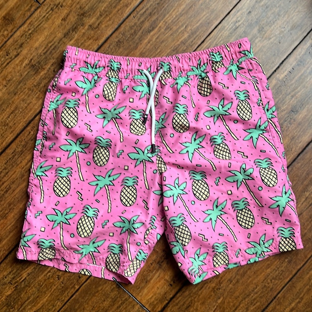 Maamgic Boys Swim Trunks Pink Pineapple Shorts Size 14-16